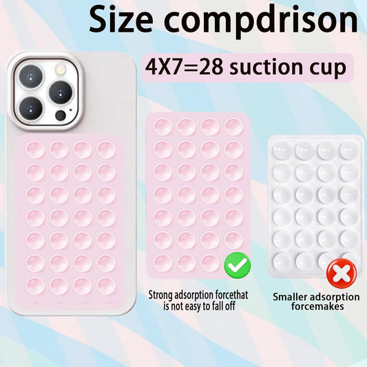 3 PCS Double Sided Phone Suction Pad,Sticky Phone Case for Wall ands-Free Fidget Toy Mirror Shower,Suction Cup Holder for Car Mobile Power Supplies (Black White Pink)