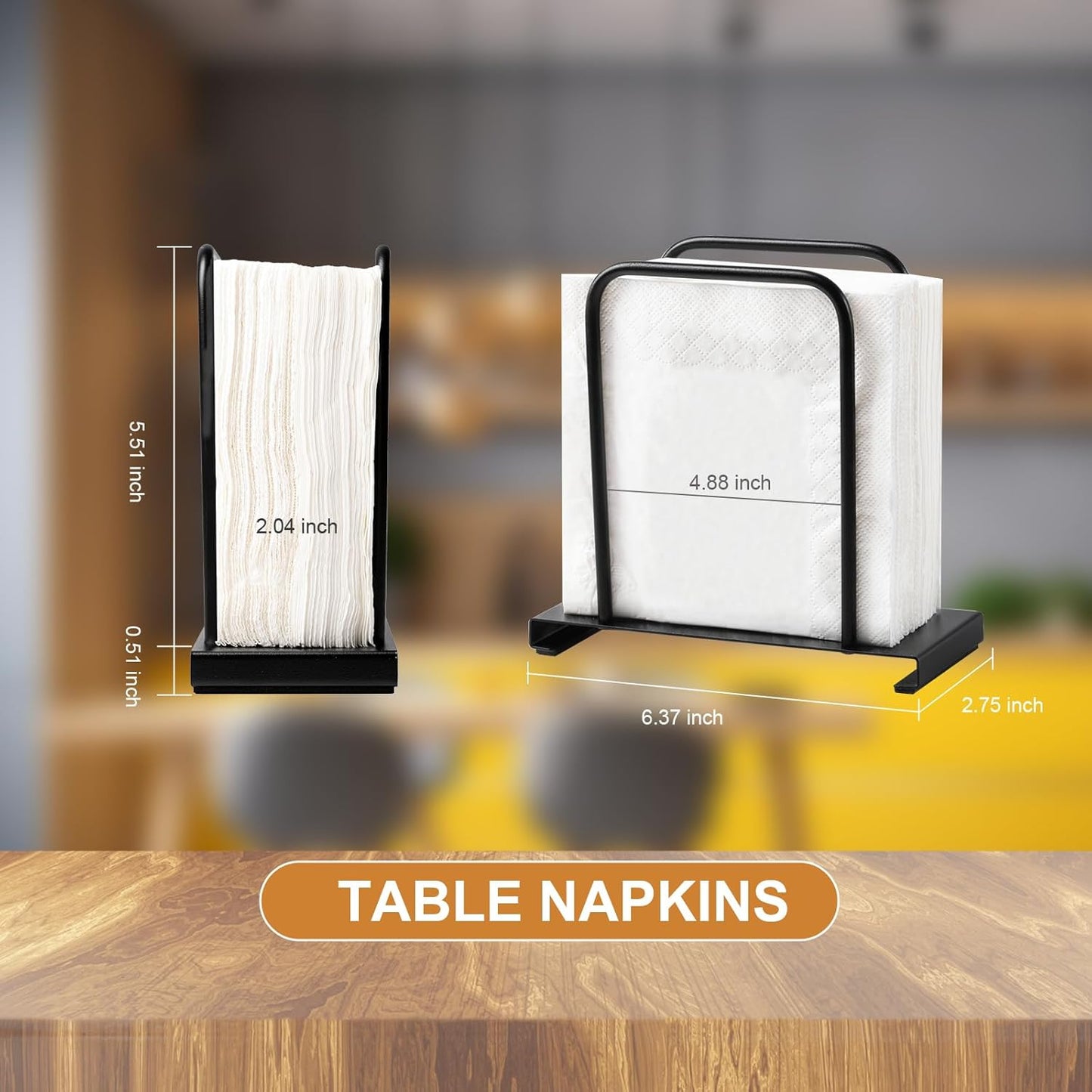 Napkin Holder, Modern Standing Paper Napkin Holders for Kitchen Dining Table, Metal Napkin Storage for All Dining Room Decors, Black
