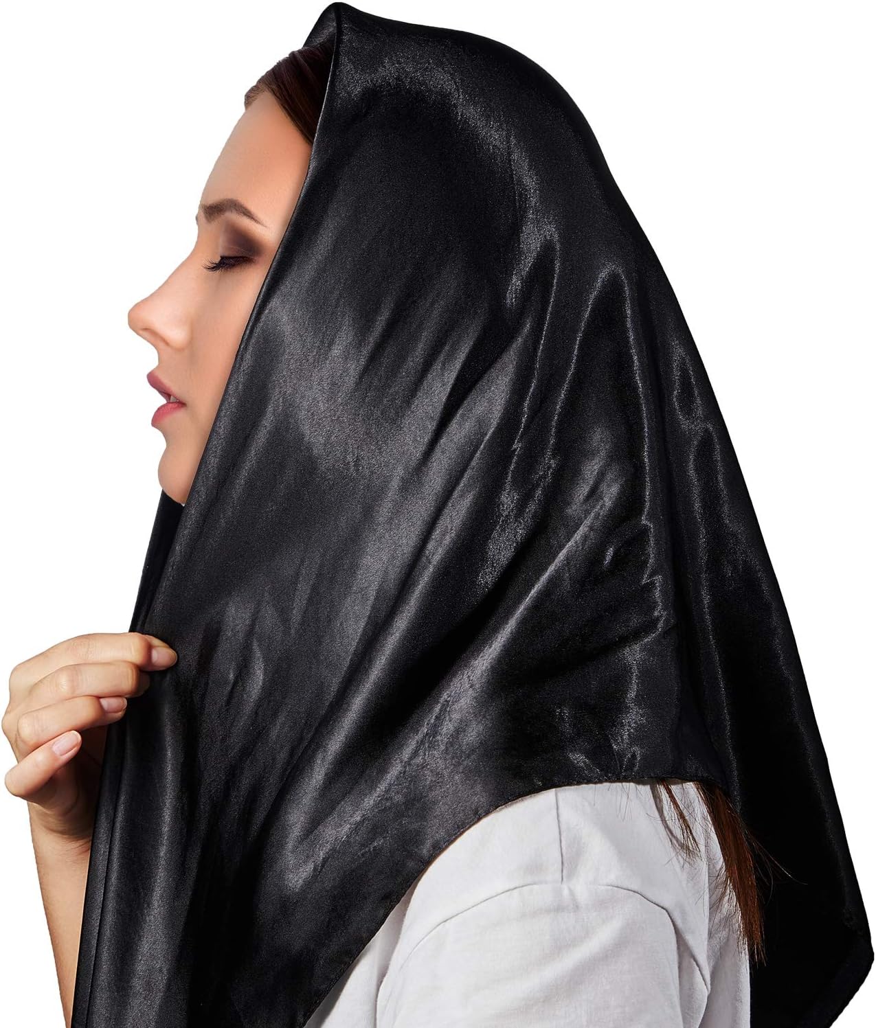 35 Inch Silky Head Scarf 2 Pcs Large Square Neck Scarf Sleeping Hair Wrapping Satin Bandana for Women