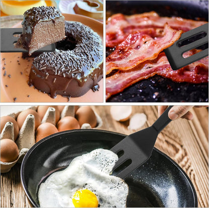 【2 Pack】 Small Spatula for Nonstick Cookware Mini Spatulas for kitchen Use,Heat-Resistant Silicone Thin Spatula Cooking Baking (Black-2)
