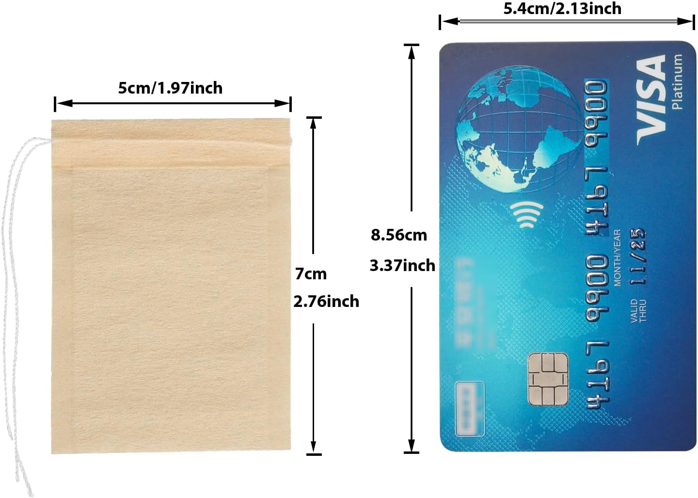 100pcs Disposable Tea Bags for Loose Tea, Small Empty Tea Bag with Wood Pulp Material, Unbleached Tea Filter Bag with Drawstring (Initial, 1.97 x2.76 inch)