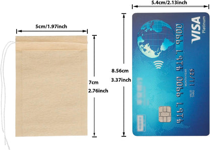 100pcs Disposable Tea Bags for Loose Tea, Small Empty Tea Bag with Wood Pulp Material, Unbleached Tea Filter Bag with Drawstring (Initial, 1.97 x2.76 inch)