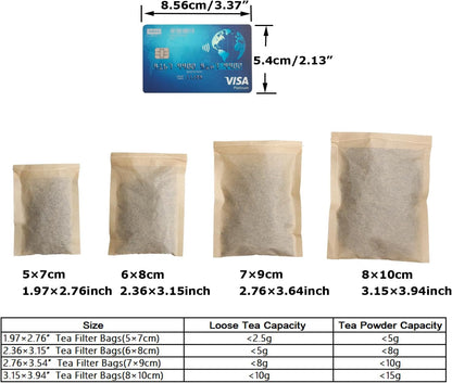 100pcs Disposable Tea Bags for Loose Tea, Small Empty Tea Bag with Wood Pulp Material, Unbleached Tea Filter Bag with Drawstring (Initial, 1.97 x2.76 inch)