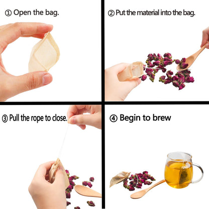 100pcs Disposable Tea Bags for Loose Tea, Small Empty Tea Bag with Wood Pulp Material, Unbleached Tea Filter Bag with Drawstring (Initial, 1.97 x2.76 inch)