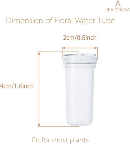 Floral Water Tubes 1.6 Inch Plastic Water Tubes for Floral Flower Vials with Caps for Flower Arrangement Decoration (Clear, 20 Pcs)