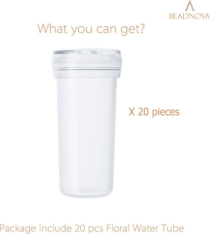 Floral Water Tubes 1.6 Inch Plastic Water Tubes for Floral Flower Vials with Caps for Flower Arrangement Decoration (Clear, 20 Pcs)