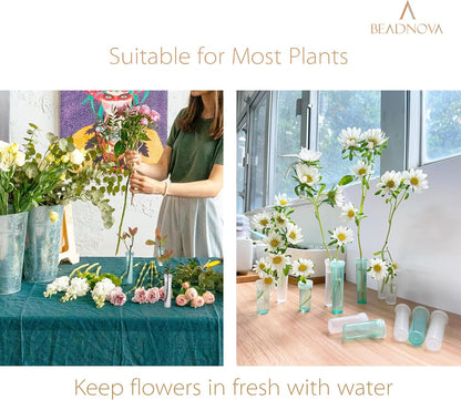 Floral Water Tubes 1.6 Inch Plastic Water Tubes for Floral Flower Vials with Caps for Flower Arrangement Decoration (Clear, 20 Pcs)