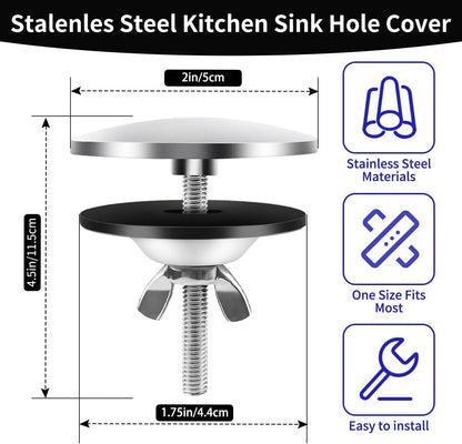 2 Inch Kitchen Sink Hole Covers, Faucet Hole Cover Stainless Steel Wash Basin Kitchen Sink Tap Hole Plate Stopper, Sealed Decoration Hole Cover (Silver)