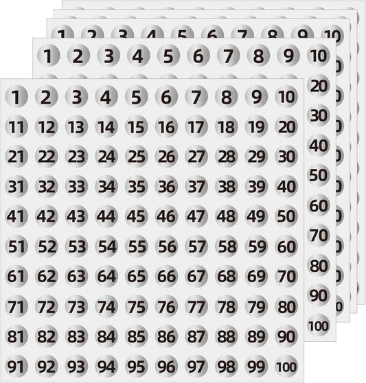 Silver Consecutive Number Stickers 1 to 100, 0.4 inch Round Small Number Stickers Labels for Inventory, Storage, Organizing, Boxes, Bins, Toolbox, Locker (3000 Labels, Matte)