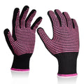 2Pcs Heat Resistant Gloves with Silicone Bumps, Professional Heat Protection Gloves for Hair Styling, Mitts for Curling Iron Wand Flat Iron Sublimation, Rose Red