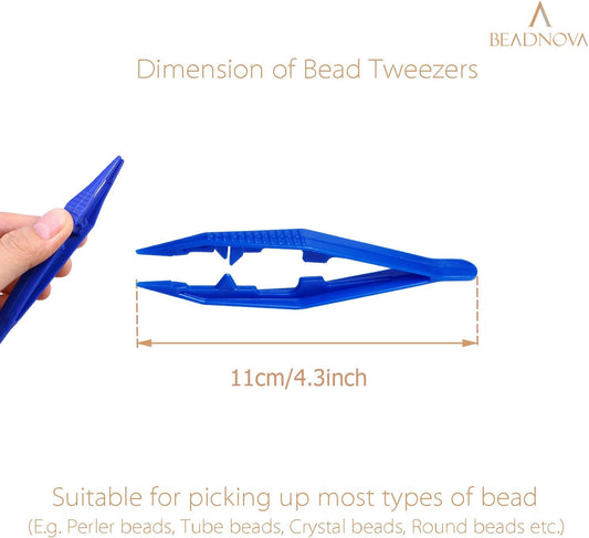 Bead Tweezers Plastic Forceps Craft Tweezer for DIY Craft Jewelry Making Family School Beading Project (Assorted Colors, 5 Pcs)