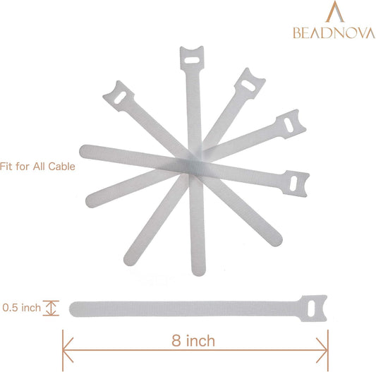 Adjustable Cable Straps Cable Ties Adjustable Cord Wire Organizer for Cord Management (8 Inches, 60 Pieces, White)