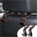 2Pack Car Seat Back Headrest Hooks, Superior Leather Auto Seat Hook Hangers, Vehicle Interior Organizer Accessories for Hanging Purse, Grocery Bags, Coats, Umbrellas (Black&Red)