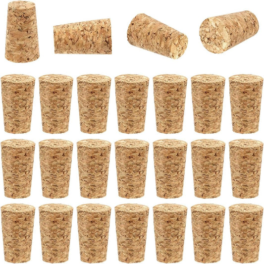 25 Pack Natural Soft Wood Corks Wine Bottle Stopper Tapered Cork Plugs Replacement Corks for Wine Making Craft