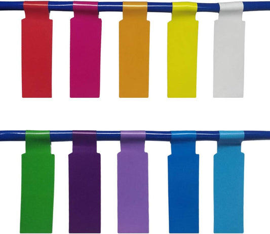 300 Tear Resistant Pcs Colorful Waterproof Cable Labels, Self Adhesive and Printable - 10 Sheets (300 Labels), 10 Assorted Colors