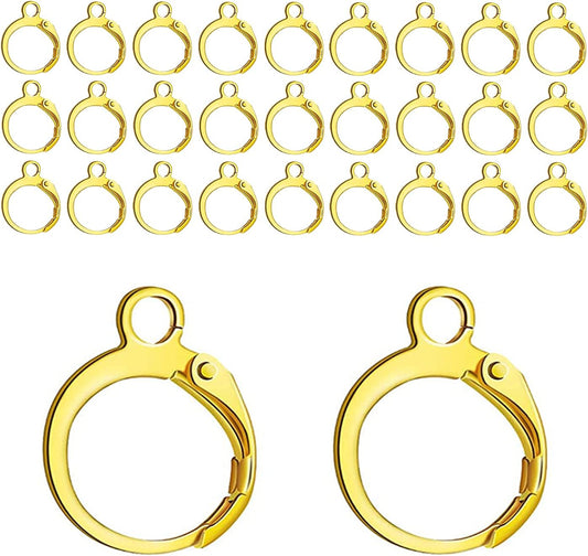 Leverback Earring Hooks 60pcs French Ear Wire Lever Back Earwire for Jewelry Making Crafting (Gold)