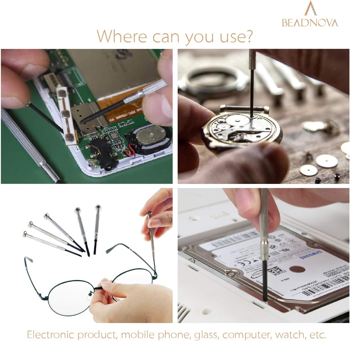Eyeglass Screwdriver with Case Mini Kit Set Small Screwdriver for Eyeglasses Jewelry Watch Repair DIY (6pcs)