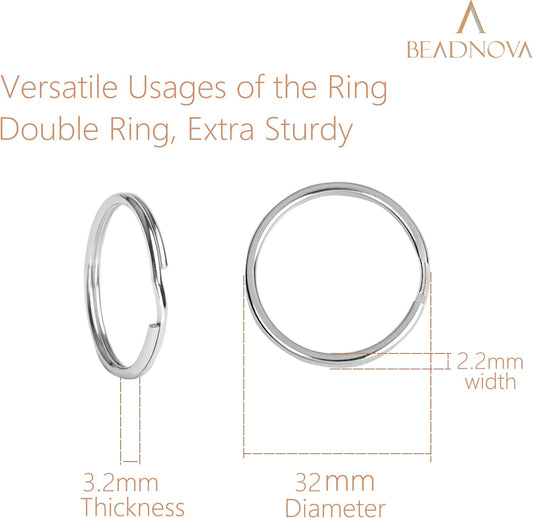 Key Chain Ring Metal Split Ring for Dog Tag and Keys Organization (32mm, 30pcs)