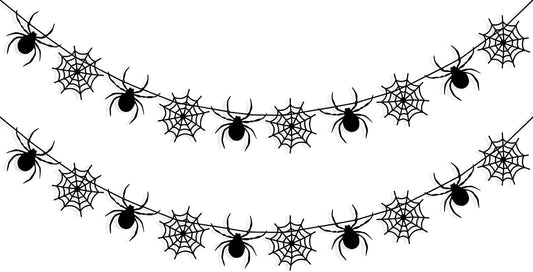 Felt Spider Spiderweb Banner Garland Halloween Spider Web Decorations Outdoor Indoor Home Decor Spooky Themed Birthday Party Supplies Photo Props