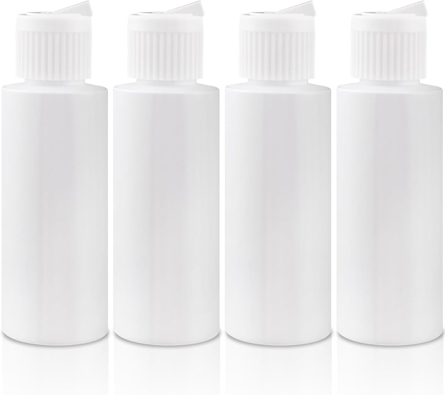 4pcs Small Plastic Flip Top Bottles, 2oz Empty Squeeze Bottles with Flip Top Caps, Refillable Squeeze Travel Containers for Cosmetics Shampoo Lotions- White