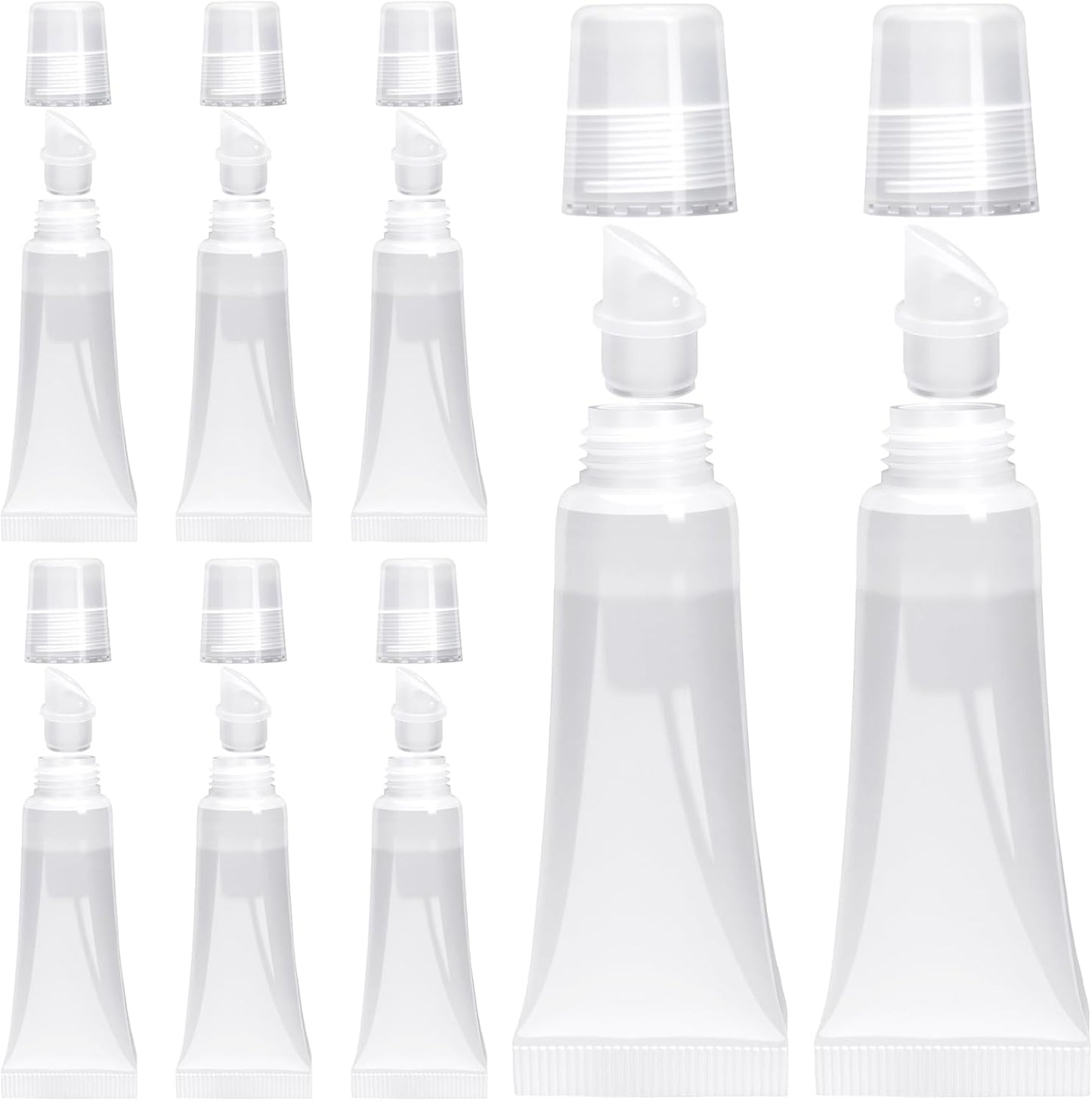 8pcs Empty Lip Gloss Squeeze Tubes, 10ml Refillable Lip Balm Containers with Screw Cover, Clear Soft Portable Empty Tube Makeup Containers for Travel Toiletries
