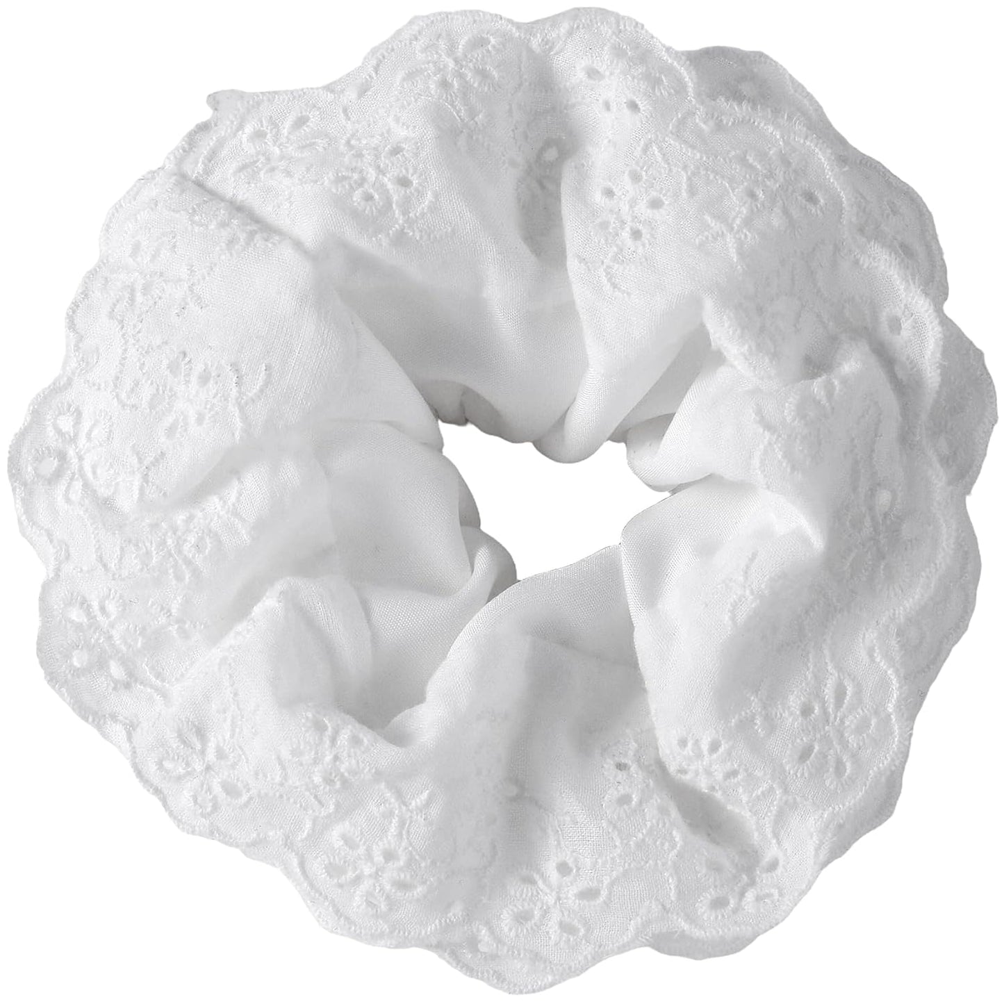 White Lace Scrunchies, Multi Layers Large Lace Scrunchies for Women, Oversized Ruffle Hair Ties Bands Elastics for Thick Thin Long Curly Hair