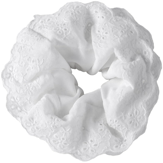 White Lace Scrunchies, Multi Layers Large Lace Scrunchies for Women, Oversized Ruffle Hair Ties Bands Elastics for Thick Thin Long Curly Hair