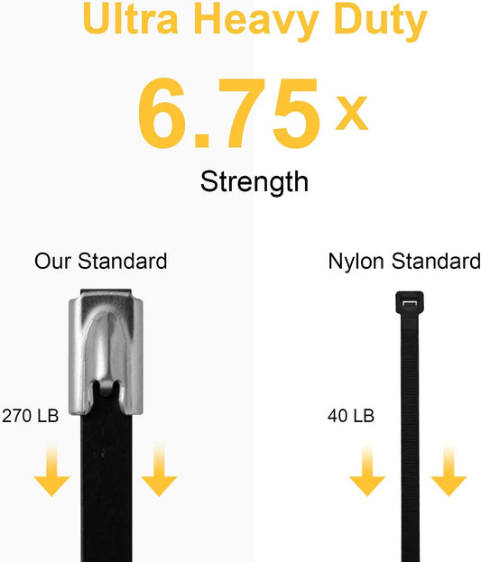 Black Zip Ties Made of Metal 11.8 in Ties Premium Heavy Duty Stainless Steel Wire Multifunctional Locking Exhaust Wrap Flexible Durable 30 PCS