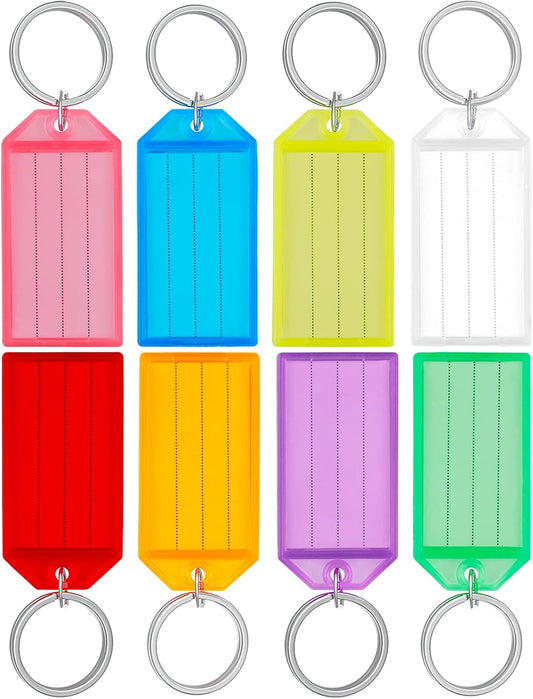 20 Pack Tough Plastic Key Tags with Split Ring Label Window, Assorted Colors