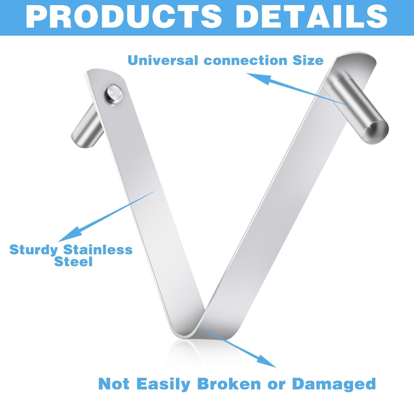 3Pcs Pool Brush Clip V-Shaped Clip, Pool Pole Clips Pool Hooks for Poles, Stainless Steel Clips Double Pin Spring Button Clip for Brushes Skimmers Pool Net Swimming Pool Spa Brush