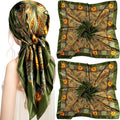 35 Inch Silky Head Scarf 2 Pcs Large Square Neck Scarf Sleeping Hair Wrapping Satin Bandana for Women