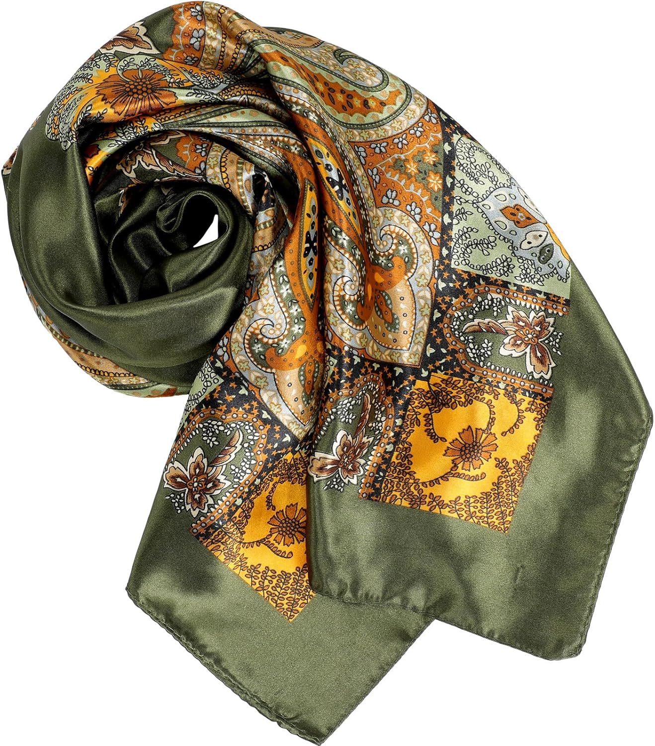 35 Inch Silky Head Scarf 2 Pcs Large Square Neck Scarf Sleeping Hair Wrapping Satin Bandana for Women