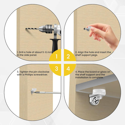 5mm Shelf Support Peg with Suction Cup, Heavy Duty Shelves Support Holders, 20pcs 1/5 Inch Shelf Pins Metal Adjustable Shelf Pegs for Kitchen Bookshelf Wardrobe Shelves Cupboard