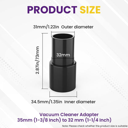 2Pcs Universal Vacuum Hose Adapter, 1-3/8" to 1-1/4" Plastic Vacuum Hose Connector Reducer, 35mm to 32mm Reducer Attachments for Vacuum Cleaner and Dust Collection Accessories