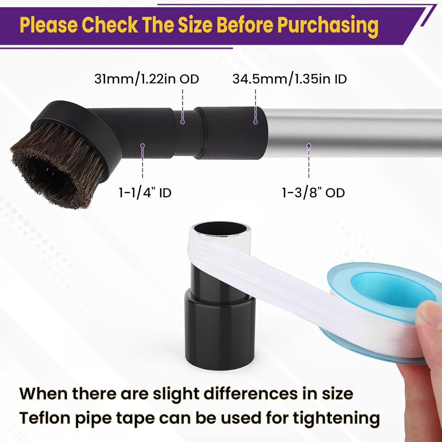2Pcs Universal Vacuum Hose Adapter, 1-3/8" to 1-1/4" Plastic Vacuum Hose Connector Reducer, 35mm to 32mm Reducer Attachments for Vacuum Cleaner and Dust Collection Accessories