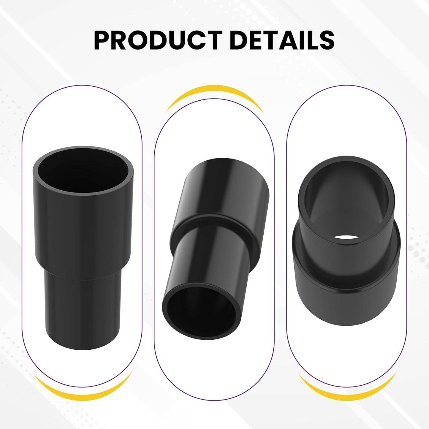 2 Pcs Vacuum Hose Adapter for Connecting 1-3/8" OD to 1-1/4" ID Between Vacuum Cleaner and Dust Collection Accessories, Plastic Cleaner Hose Connector Reducer (Black).