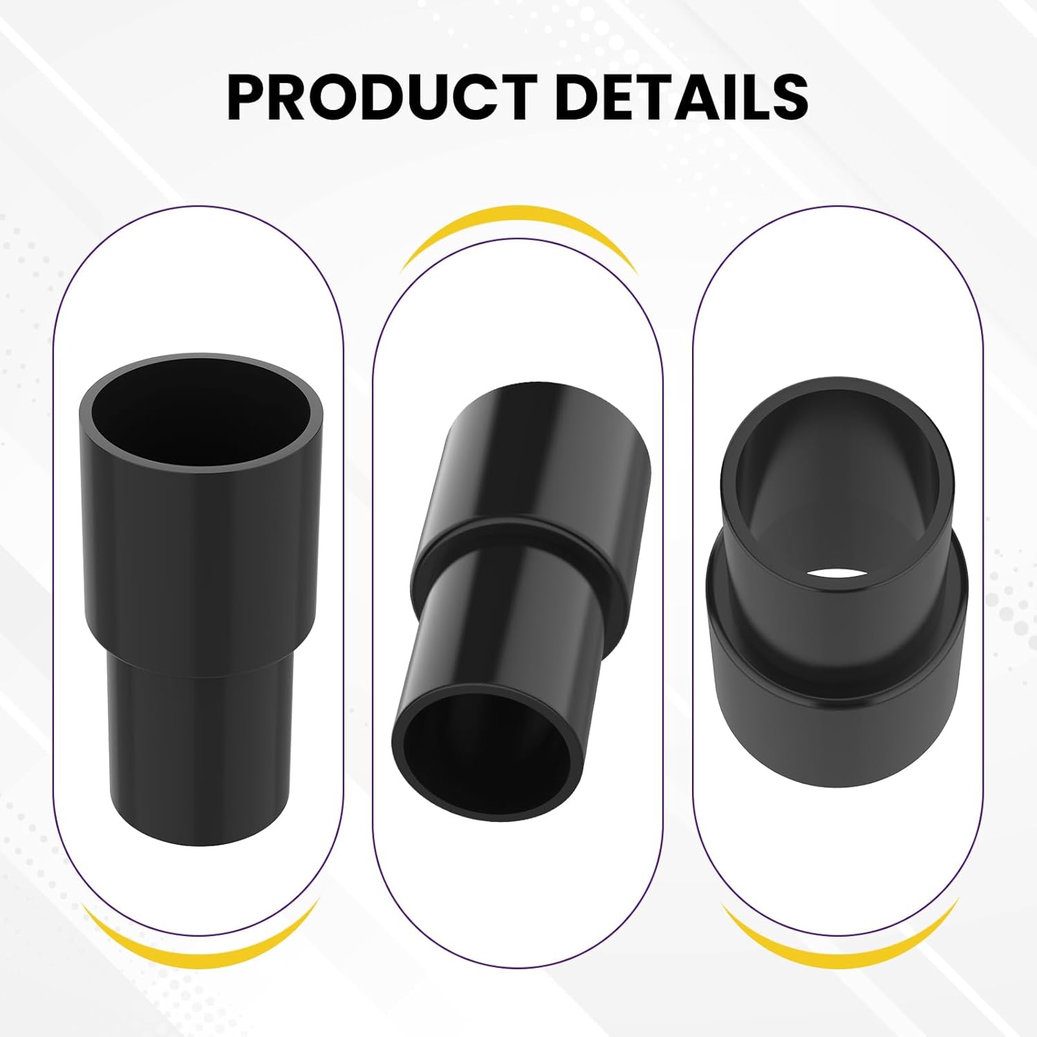 2 Pcs Vacuum Hose Adapter for Connecting 1-3/8" OD to 1-1/4" ID Between Vacuum Cleaner and Dust Collection Accessories, Plastic Cleaner Hose Connector Reducer (Black).
