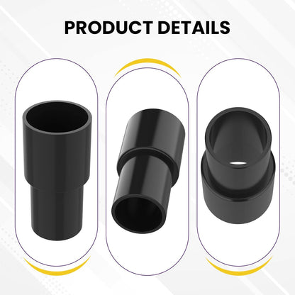2 Pcs Vacuum Hose Adapter for Connecting 1-3/8" OD to 1-1/4" ID Between Vacuum Cleaner and Dust Collection Accessories, Plastic Cleaner Hose Connector Reducer (Black).