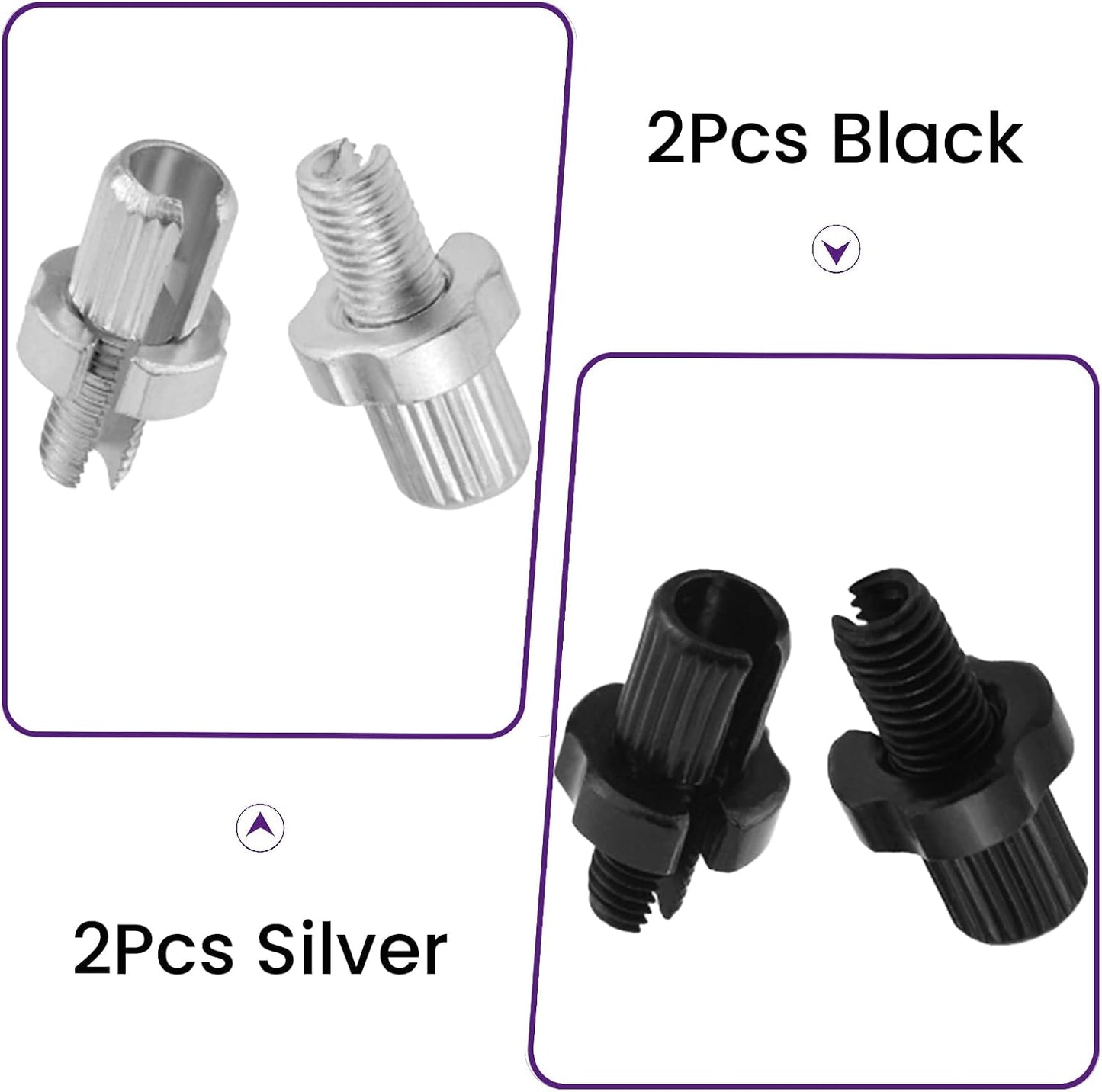 4Pcs M7 Brake Lever Adjuster Screws, Black/Silver Bicycle Adjusting Screws, 7mm Aluminum Alloy Bike Brake Cable Bolt for Bicycles Mountain Bikes Road Bikes
