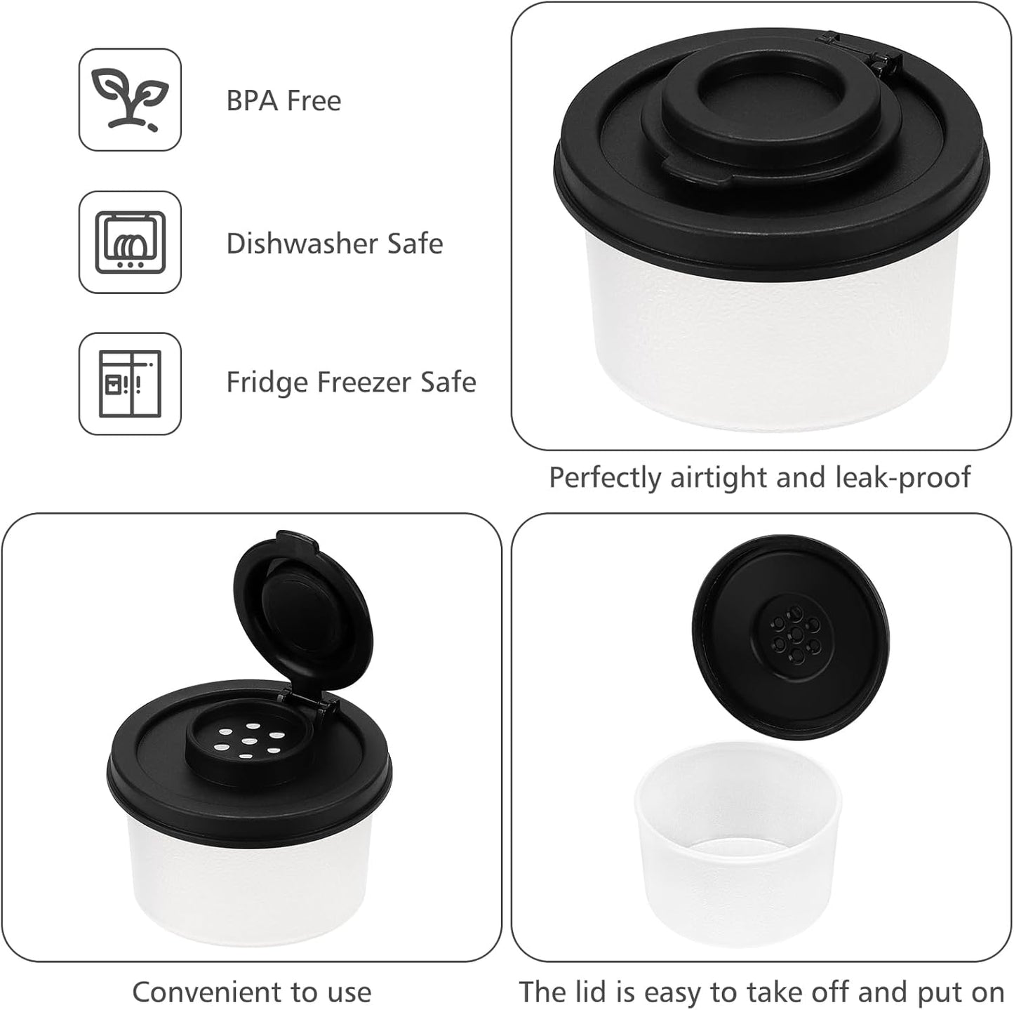 Salt and Pepper Shakers, Mini Salt Shaker to go Moisture Proof Salt Pepper Shakers Spice Container Dispenser for Camping Picnic Lunch Boxes Travel Kitchen