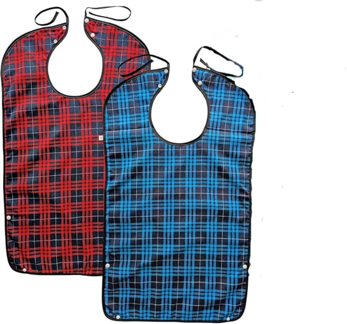 Adult Bibs for Men Women Elderly Reusable Large Adult Bibs Reusable Waterproof Clothing Protector with Crumb Catcher