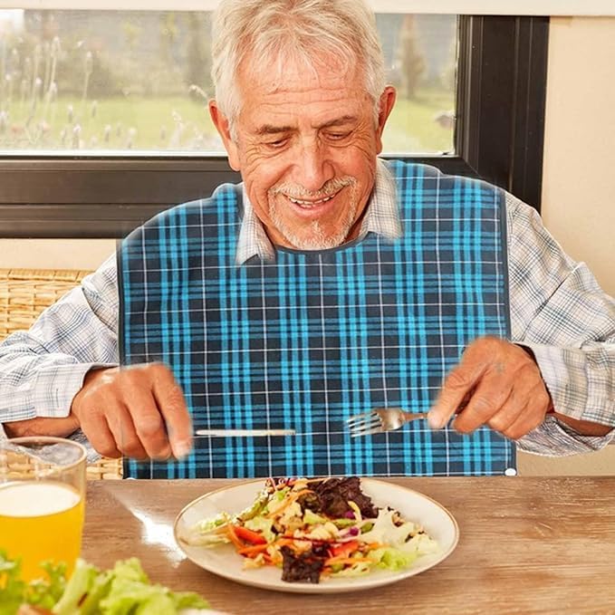 Adult Bibs for Men Women Elderly Reusable Large Adult Bibs Reusable Waterproof Clothing Protector with Crumb Catcher