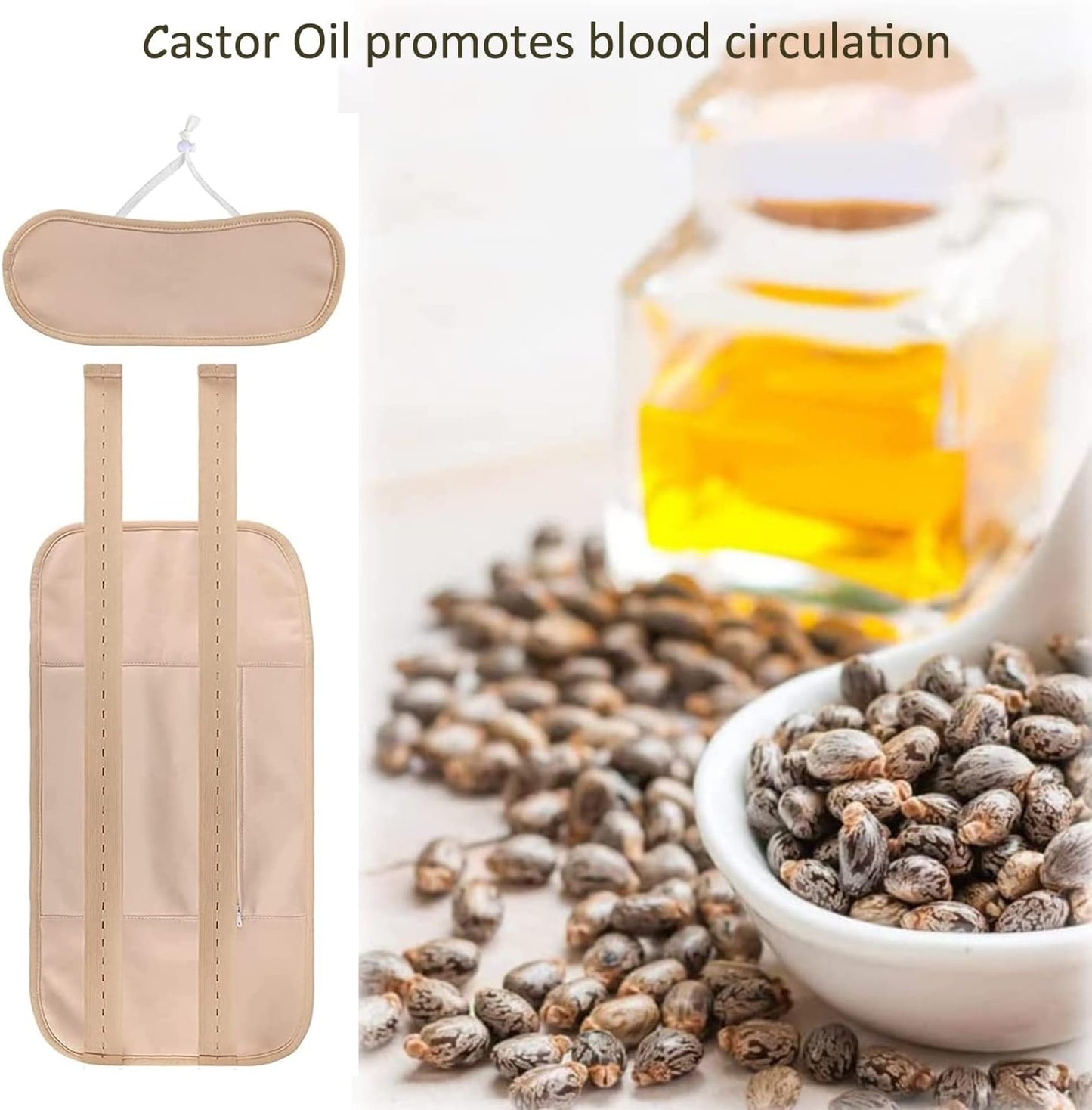 2 Pack Castor Oil Pack Wrap, Reusable Organic Castor Oil Pack Kit, Castor Oil Packs with Adjustable Elastic Strap Bamboo Cotton Machine Washable Anti Oil Leak (Pink)