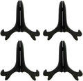 Black 4" Wood-Like Plastic Easels Plate Display Stands Picture Frame Stand Holder-Set of 4