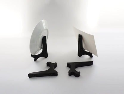 Black 4" Wood-Like Plastic Easels Plate Display Stands Picture Frame Stand Holder-Set of 4