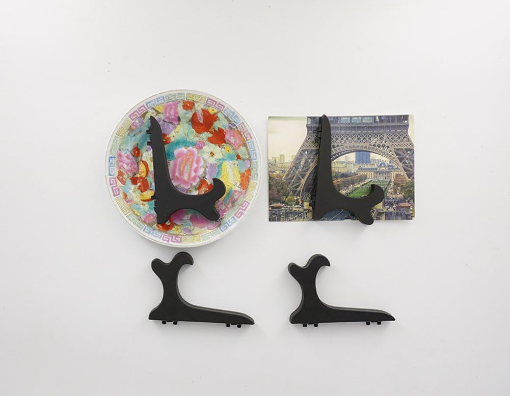 Black 4" Wood-Like Plastic Easels Plate Display Stands Picture Frame Stand Holder-Set of 4