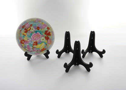 Black 4" Wood-Like Plastic Easels Plate Display Stands Picture Frame Stand Holder-Set of 4