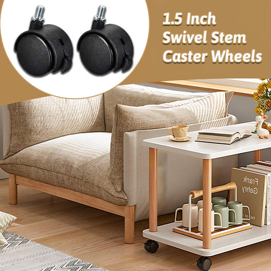 4 Pcs 1.5 Inch Swivel Caster Wheels with Locking Brake,Replacement Caster Wheels for Seats Shelves Shopping Baskets Cribs Appliances Equipment Industrial Equipment(Black)