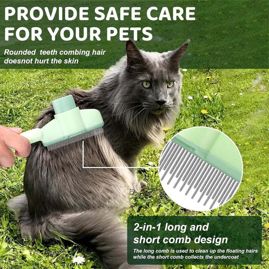Pet Comb for Cats,Pet Hair Removal Comb Flea Comb with Release Button (Green)