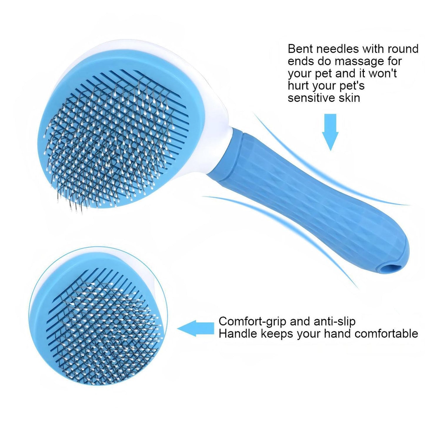 Dog Cat Shedding Brush, Self Cleaning Deshedding Tool for Undercoat, Grooming Rake for Long Short Hair Pets, Skin Friendly Fur Remover